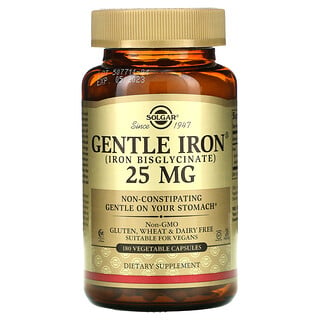 Solgar, Gentle Iron, 25 mg, 180 capsules végétales