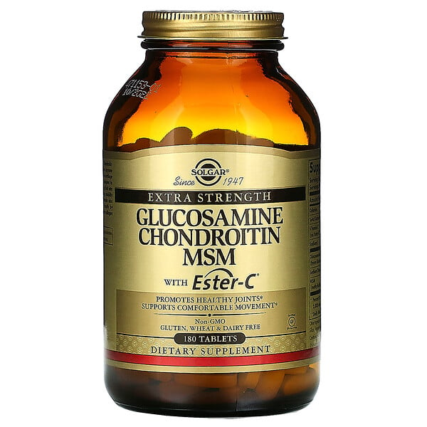 Solgar, глюкозамин, хондроитин и МСМ с Ester-C, 180 таблеток