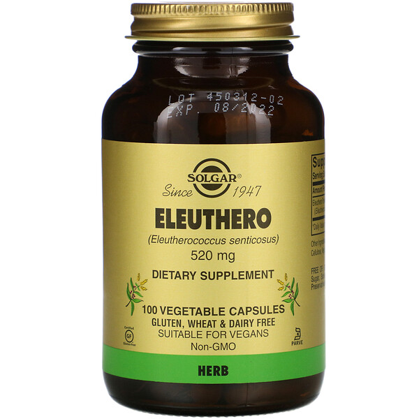 Solgar‏, Eleuthero, 520 mg, 100 Vegetable Capsules