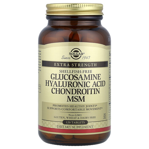 Solgar, Glucosamine Hyaluronic Acid Chondroitin MSM, Glucosamin, Hyaluronsäure, Chondroitin MSM, 120 Tabletten