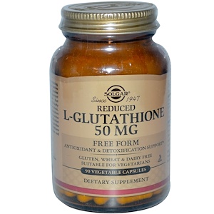 Solgar, Сокращенный L-глутатион в свободной форме, 50 мг, 90 капсул на растительной основе