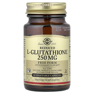 Solgar, L-glutatión reducido, 250 mg, 30 cápsulas vegetales