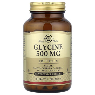 Solgar, Glicina, 500 mg, 100 cápsulas vegetales