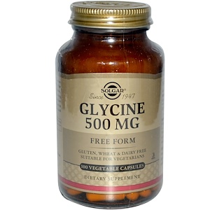Solgar, Глицин, 500 мг, 100 капсул на растительной основе инструкция, применение, состав, противопоказания