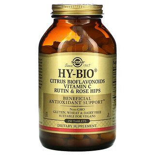 Solgar, Hy-Bio, Zitrus-Bioflavonoide, Vitamin C, Rutin und Hagebutten, 250 Tabletten