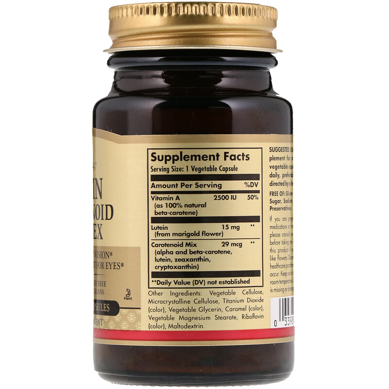Solgar, Lutein Carotenoid Complex, 30 Vegetable Capsules iHerb