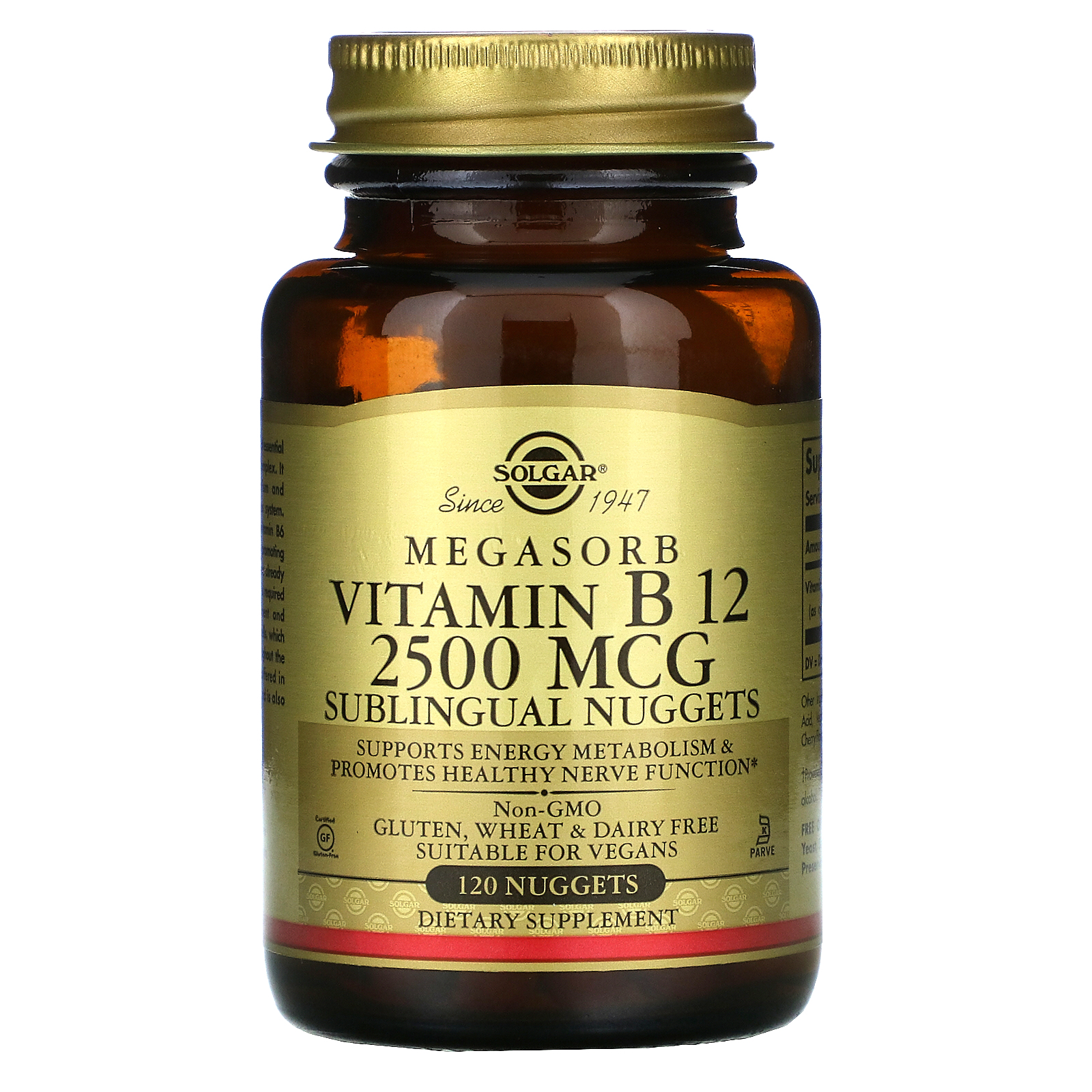 Solgar, Sublingual Vitamin B12, 2,500 mcg, 120 Nuggets - iHerb