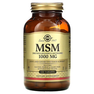 Solgar, MSM (Metillsulfonilmetano), 1000 mg, 120 tabletas