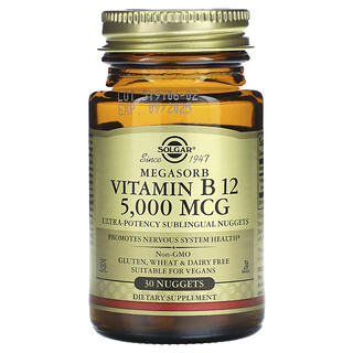 Solgar, Megasorb, B12 Vitamini, 5.000 mcg, 30 Nuggets