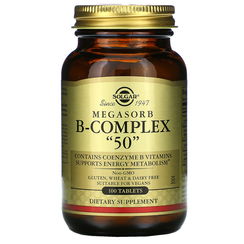 Solgar, Megasorb B-Complex "50", 100 Tablets - IHerb