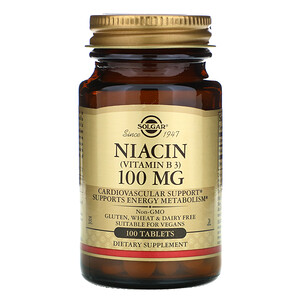 Отзывы о Солгар, Niacin (Vitamin B3), 100 mg, 100 Tablets