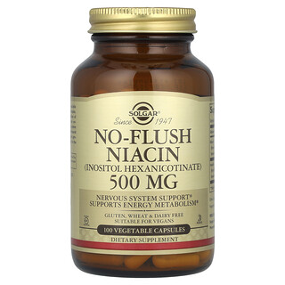 Solgar, No-Flush Niacin, Niacin ohne Flush-Effekt, 500 mg, 100 pflanzliche Kapseln