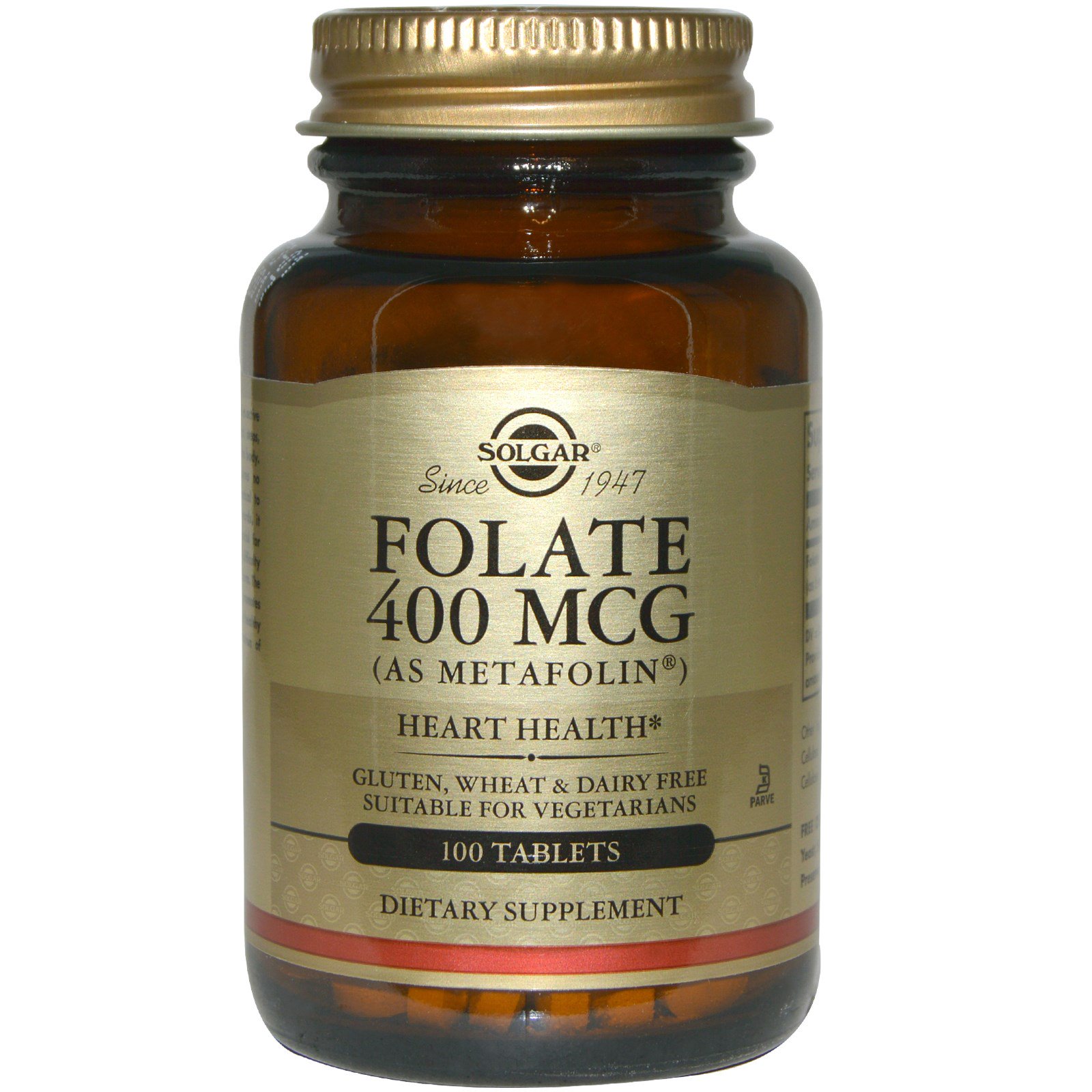 Solgar, Folate, As Metafolin, 400 mcg, 100 Tablets - iHerb.com