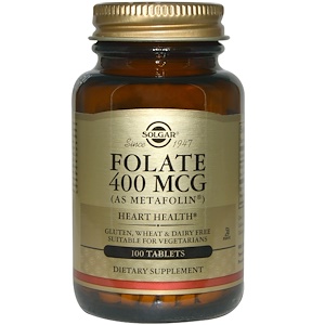 Solgar, Фолат (как метафолин), 400 мкг, 100 таблеток