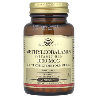 Solgar, Szublingvális metilkobalamin (B12-vitamin), 1000 mcg, 60 rög