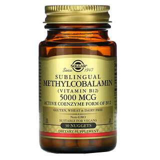 Solgar, Methylcobalamin (Vitamina B12), 5000 mcg, 30 pepitas