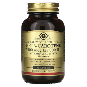 Отзывы о Солгар, Naturally Sourced Oceanic Beta-Carotene, 7,500 mcg (25,000 IU), 90 Softgels