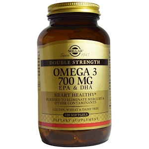 Solgar, Омега-3, EPA и DHA, двойная сила, 700 мг, 120 капсул