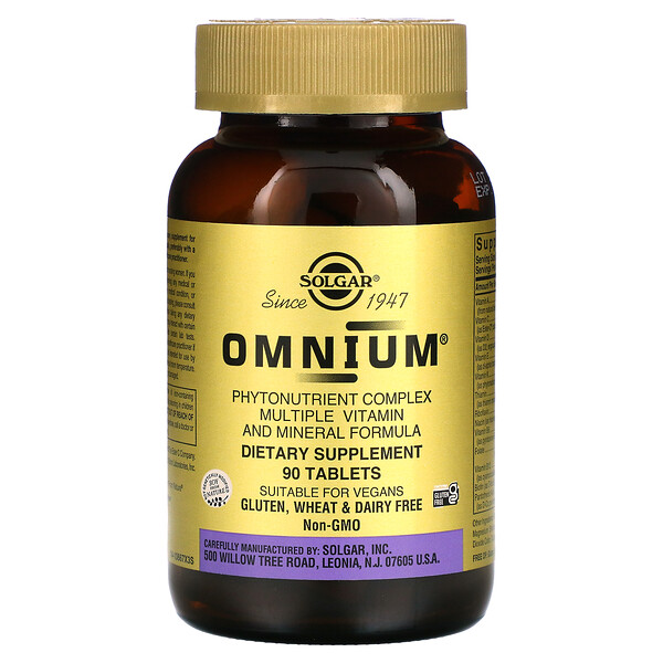 Solgar, Omnium, Phytonutrient Complex Multiple Vitamin and Mineral Formula, 90 Tablets