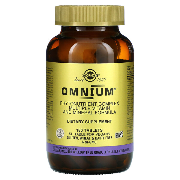 Omnium، مركب من المغذيات النباتية وتركيبة متعددة الڤيتامينات والمعادن، 180 قرصاً