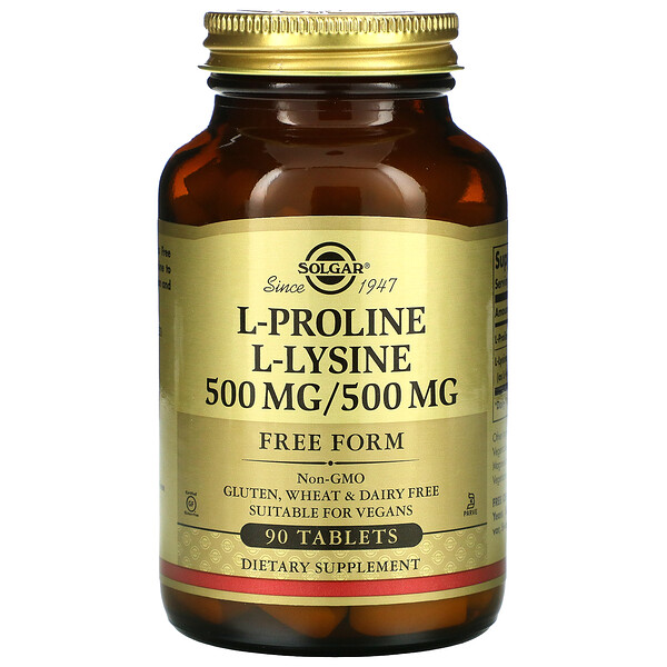 Solgar, LProline & LLysine, 90 Tablets iHerb