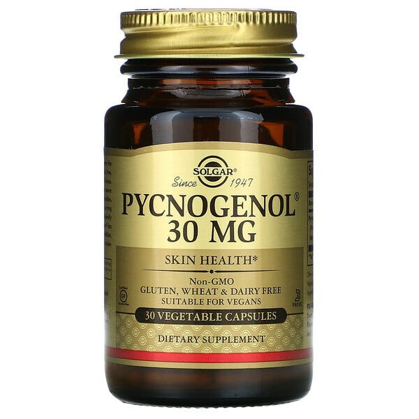 Solgar, Pycnogenol, 30 мг, 30 вегетарианских капсул