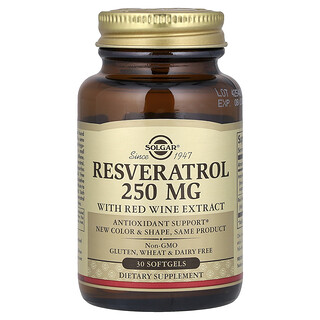 Solgar, Resveratrol con extracto de vino tinto, 30 cápsulas blandas
