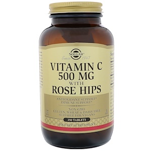 Solgar, Vitamin C 500mg with Rose Hips, 250 Tablets