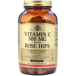 Отзывы о Солгар, Vitamin C with Rose Hips, 500 mg, 250 Tablets