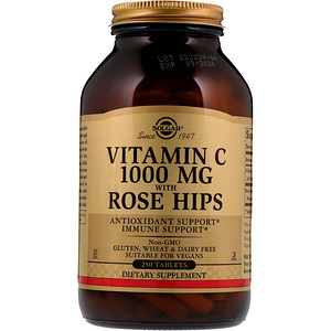 Отзывы о Солгар, Vitamin C with Rose Hips, 1,000 mg, 250 Tablets