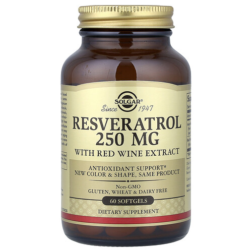 Solgar, Resveratrol, Ergänzungsmittel mit Resveratrol, 60 Weichkapseln