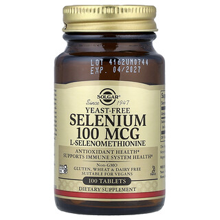 Solgar, Sélénium, Sans levure, 100 µg, 100 comprimés