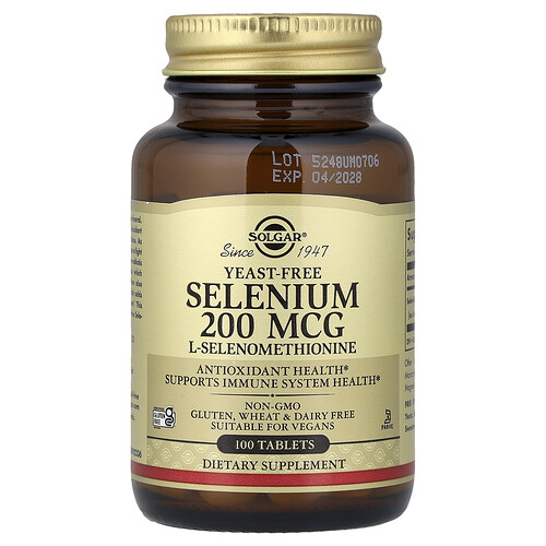Solgar Selenium, Yeast-Free, 200 mcg, 100 Tablets