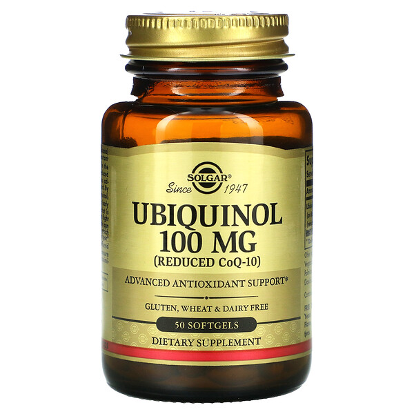 Ubiquinol (CoQ10 sous sa forme réduite), 100 mg, 50 capsules à enveloppe molle