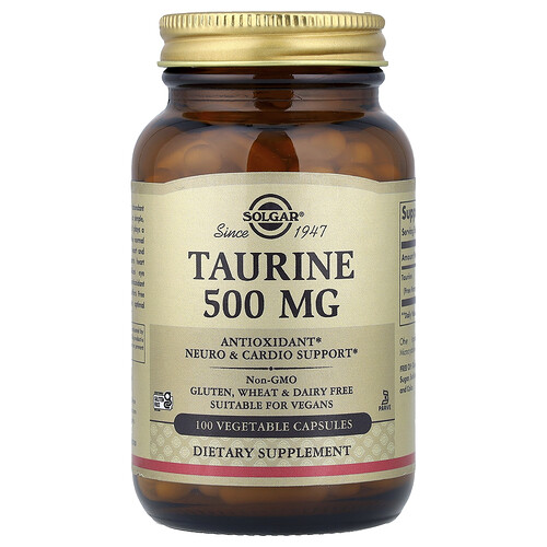Solgar, Taurin, 500 mg, 100 pflanzliche Kapseln