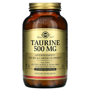 Солгар, Taurine, 500 mg, 250 Vegetable Capsules отзывы покупателей
