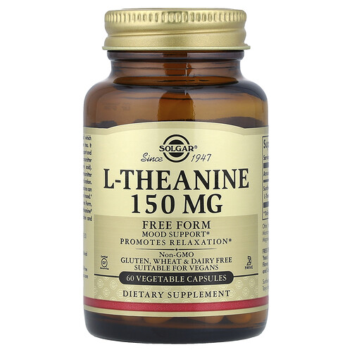 Solgar L-Theanine, Free Form, 150 mg, 60 Vegetable Capsules
