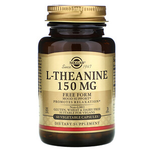 Отзывы о Солгар, L-Theanine, Free Form, 150 mg, 60 Vegetable Capsules