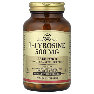 Solgar, L-tirosina, 500 mg, 100 cápsulas vegetales