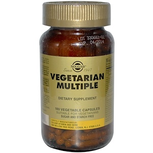 Solgar, Вегетарианские мультивитамины, 180 растительных капсул