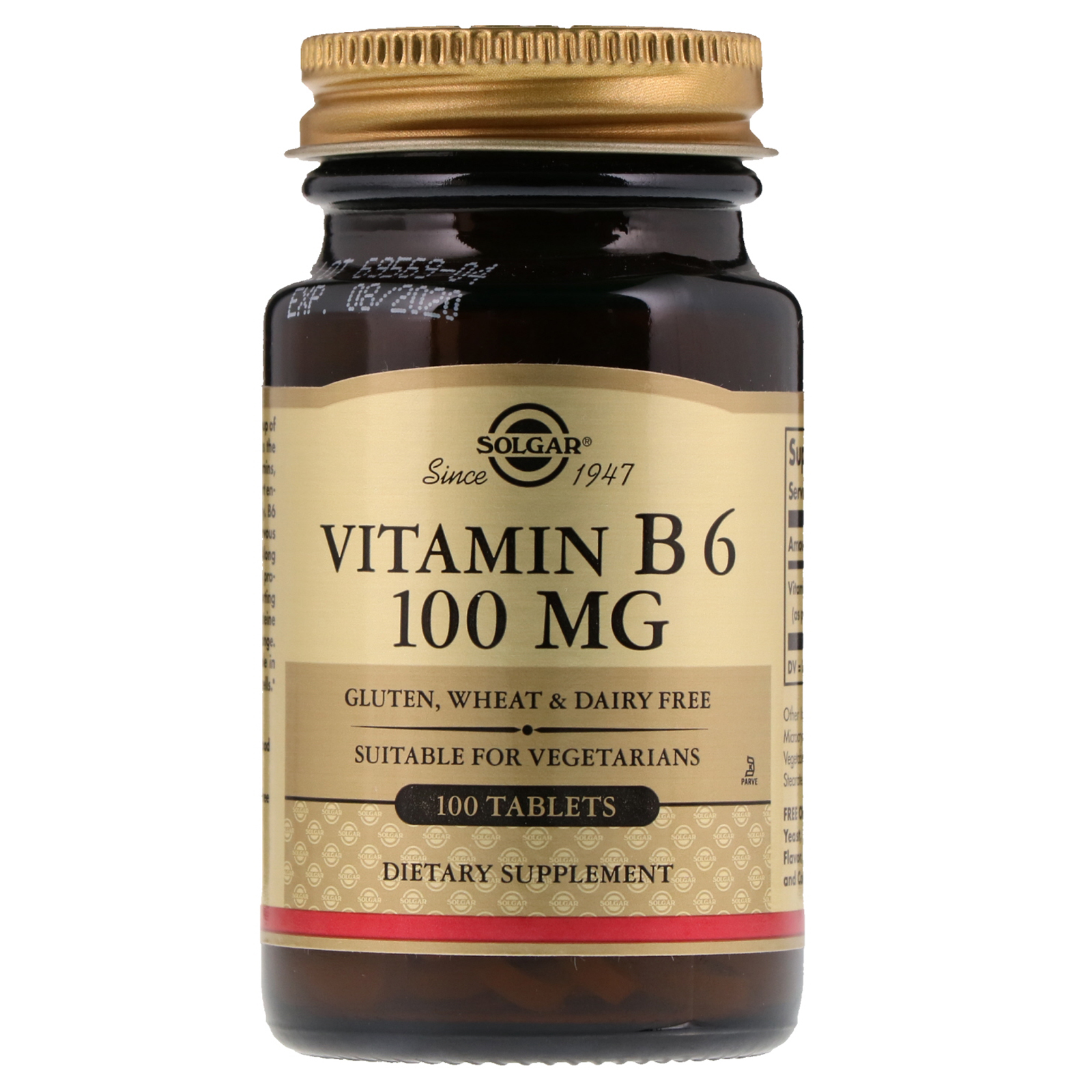 4 PACK Solgar Vitamin B6 100 mg 100 Tablets Supplement ...