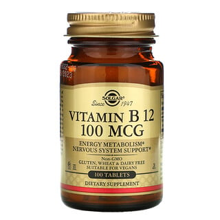 Solgar, Vitamine B12, 100 μg, 100 comprimés
