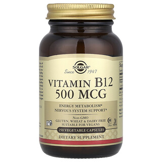 Solgar, 维生素 B12，500 微克，250 粒素食胶囊