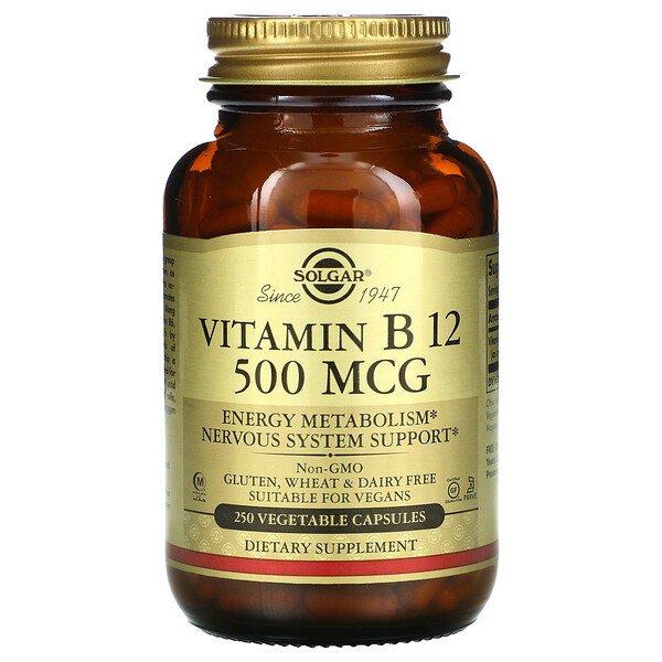 Solgar‏, Vitamin B12, 500 mcg, 250 Vegetable Capsules