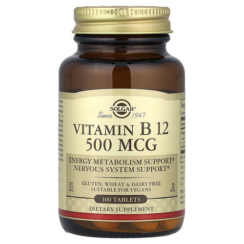 Solgar Vitamin B12, 500 mcg, 100 Tablets