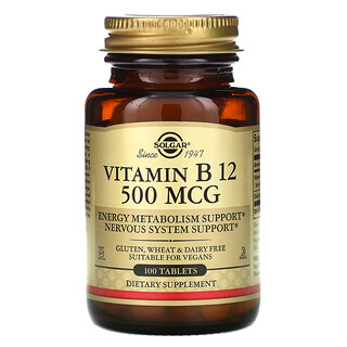 Solgar, Vitamin B12, 500 mcg, 100 Tablets