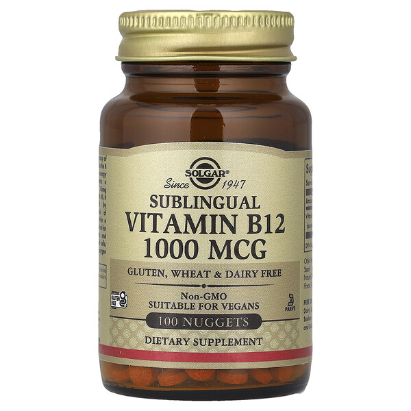 Solgar Vitamin B 12, Sublingual , 1,000 mcg, 100 Nuggets