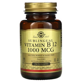 Solgar, Vitamina B12 sublingual, 1000 mcg, 250 comprimidos pequeños