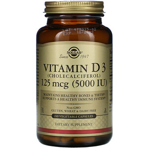Отзывы о Солгар, Vitamin D3 (Cholecalciferol), 125 mcg (5,000 IU), 240 Vegetable Capsules