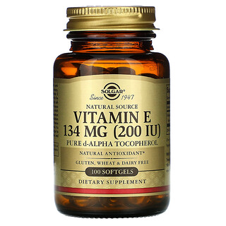 Solgar, Natural Vitamin E, natürliches Vitamin E, 200 IU, 100 Weichkapseln
